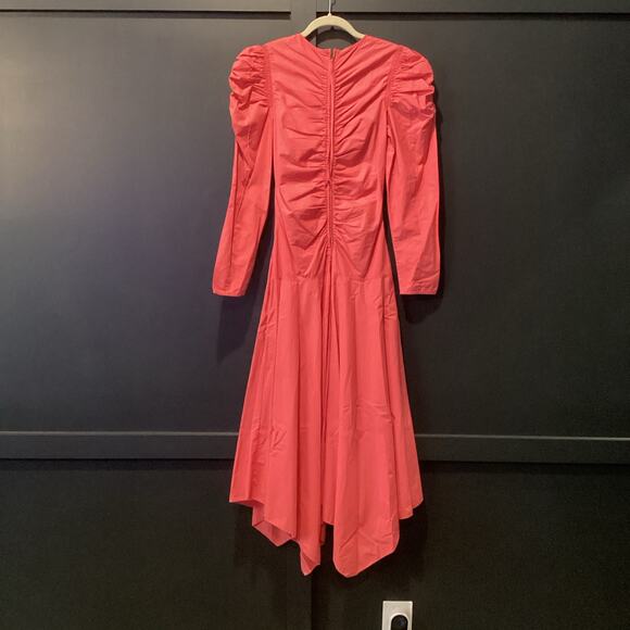 Ulla Johnson priyanka gathered ruffle midi dress cotton honeysuckle pink 0 nwt - Picture 15 of 15